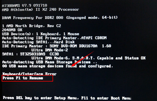 win7系统每次开机都要按f1的解决方法